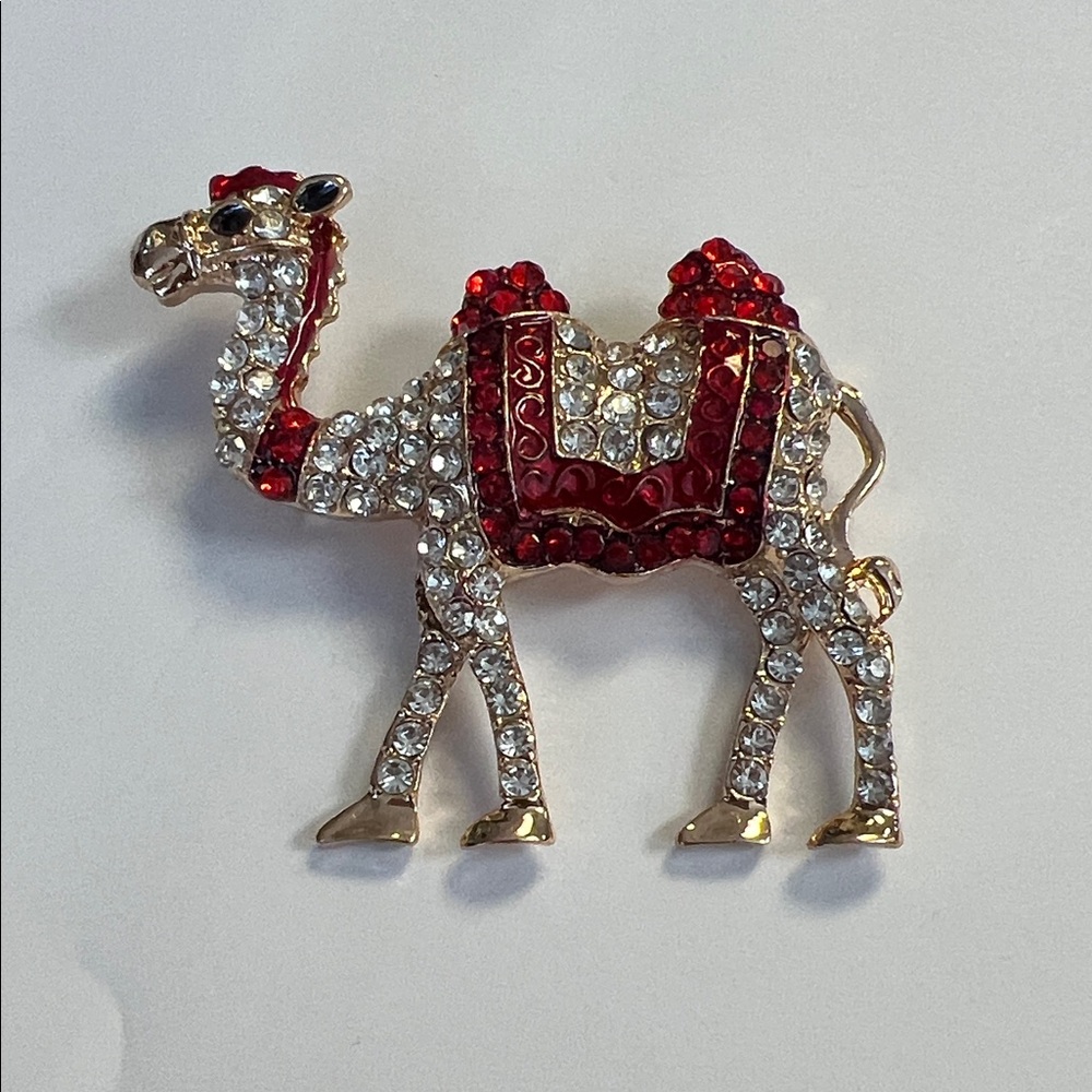 Red and Gold Camel Brooch